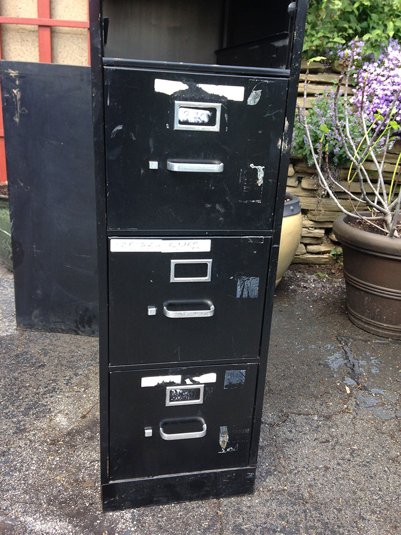 a black filing cabinet