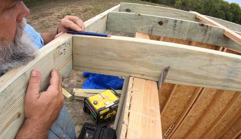 farm garden shed build project rafters soffit